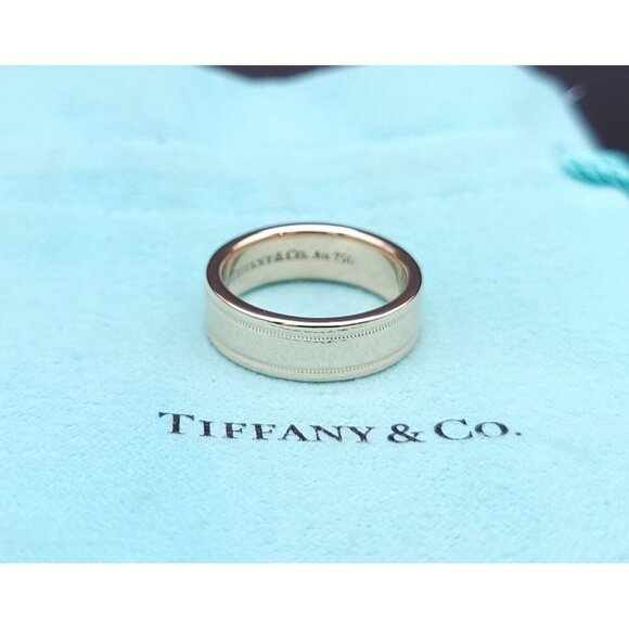 Tiffany & Co 18kt Rose Gold Together Double Milgrain 6mm Wedding Band Size 6.5 - Picture 1 of 15